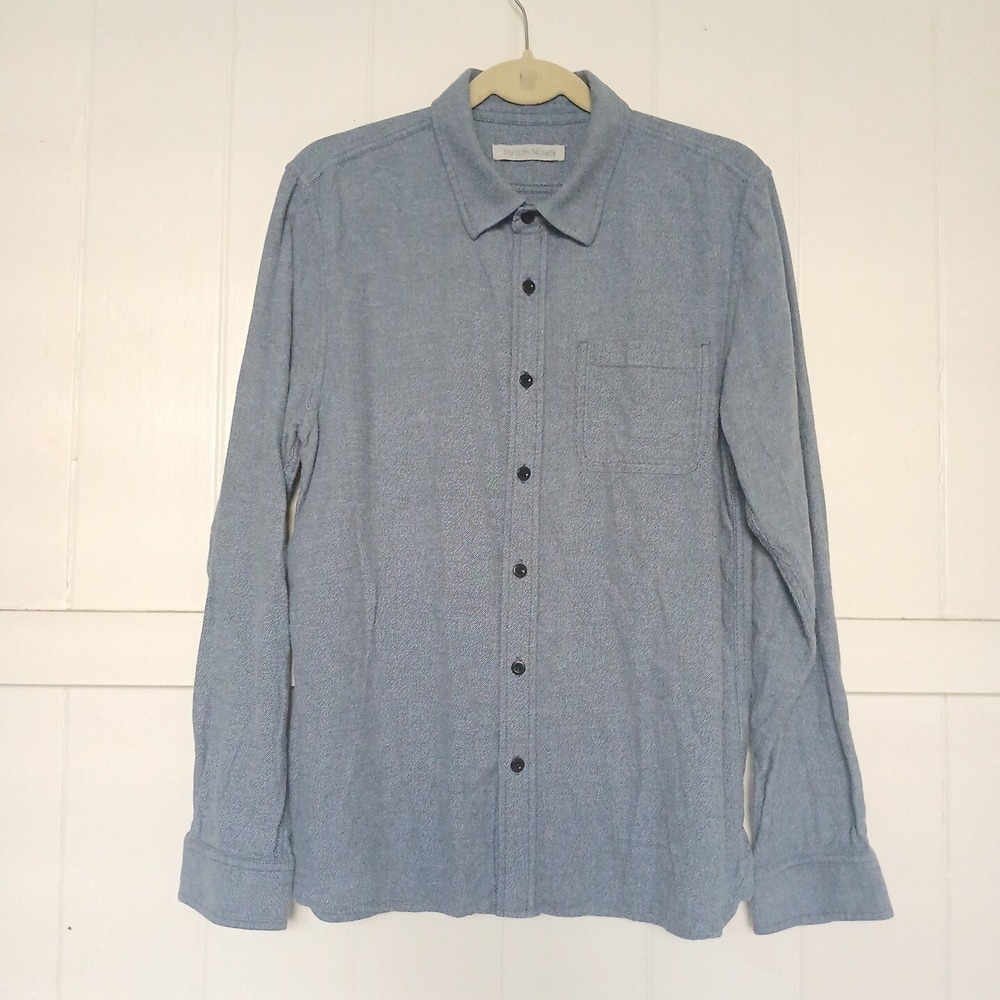 OUTERKNOWN Mens Lightweight Flannel Shirt Medium Slate Blue 100% Organic Cotton